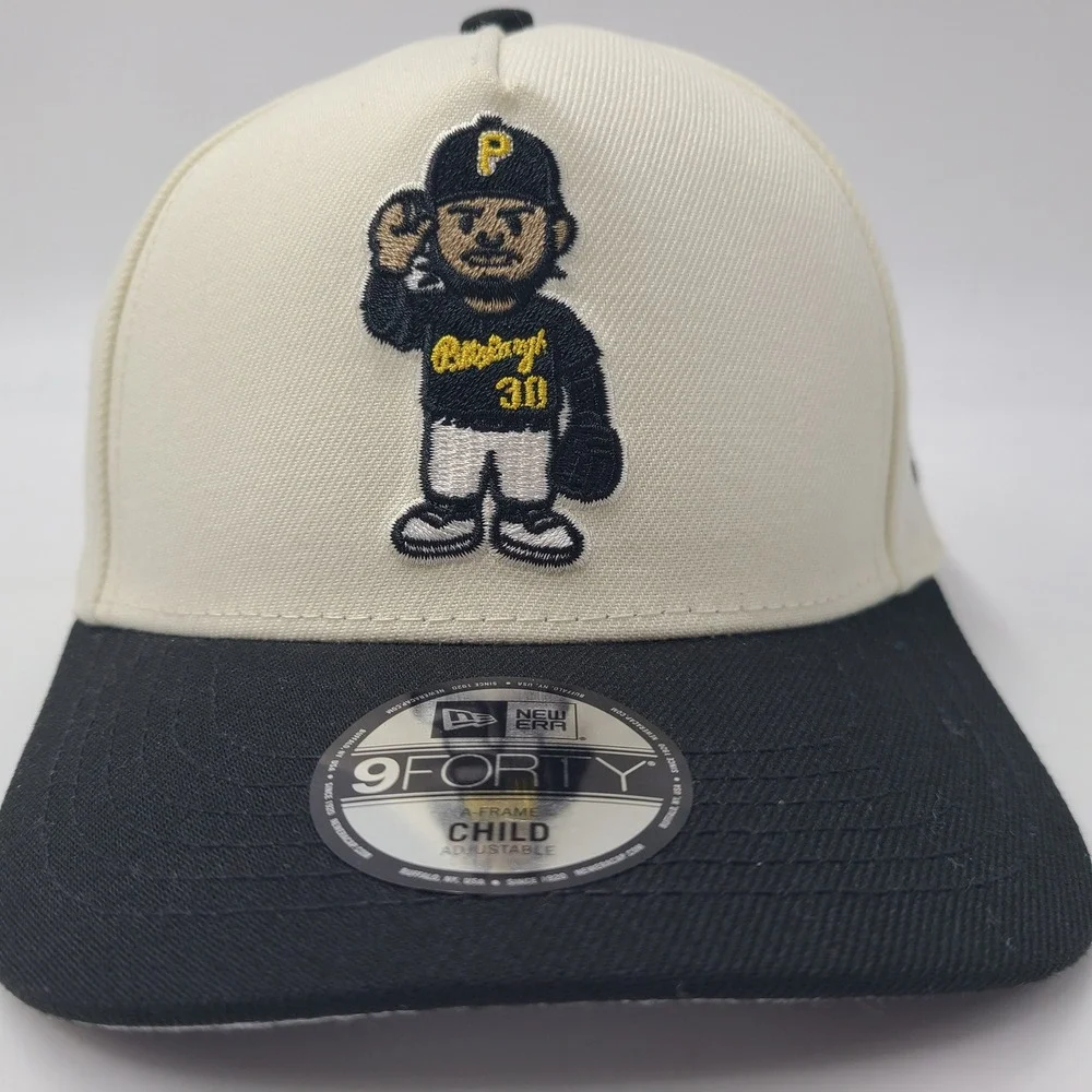 Child Pittsburgh Pirates Hat Snapback 9Forty New Era Cream Black MLB Paul Skenes